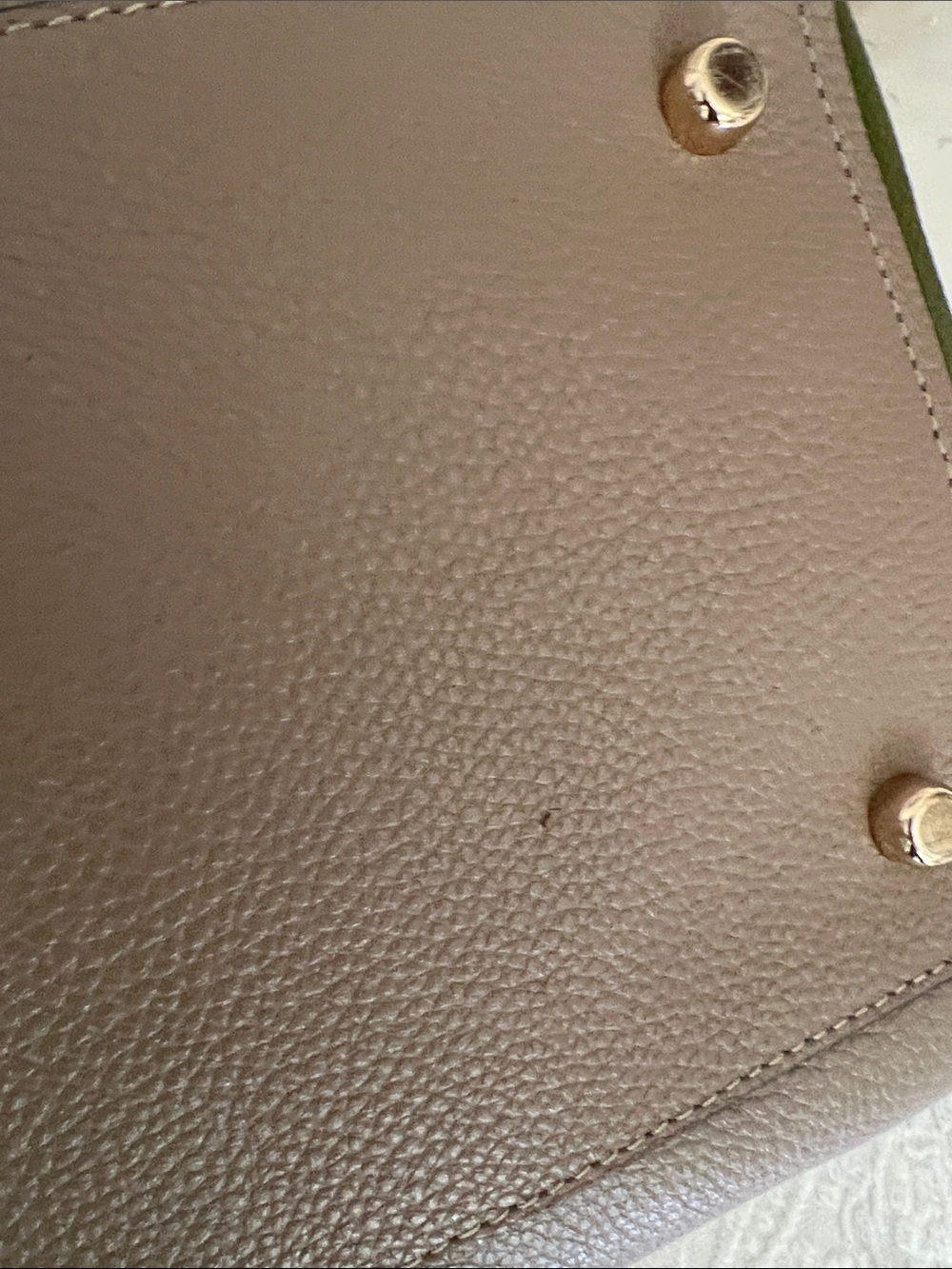 Coach Taupe and Olive Satchel with Black Handles - Picture 5 of 9
